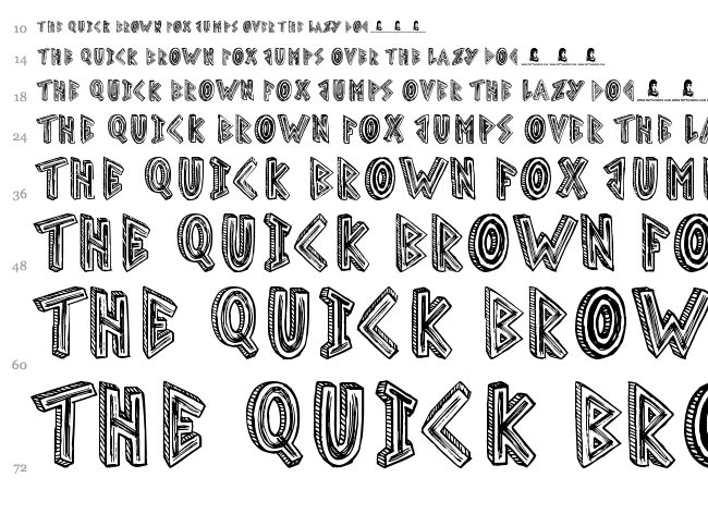 Scribble Table font waterfall